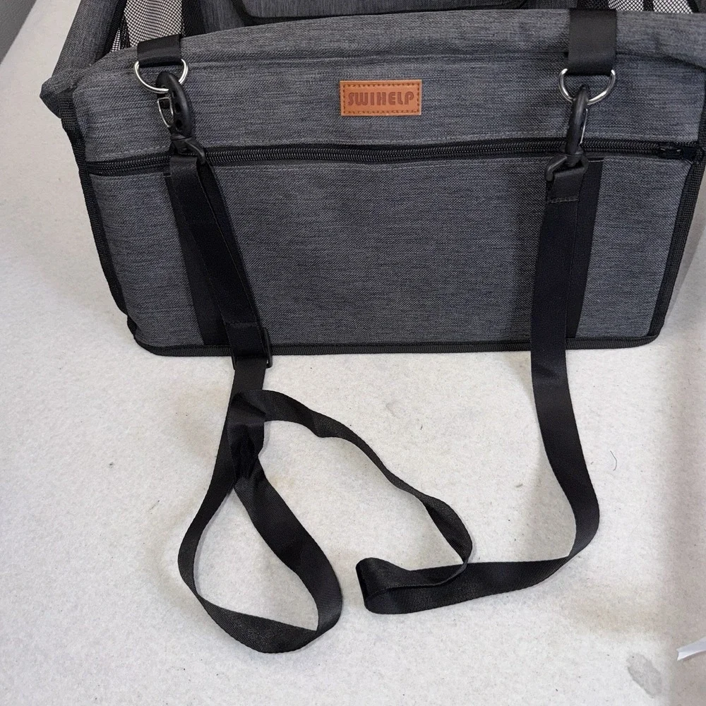 SWIHELP Pet Car Booster Seat Gray Travel Carrier Dog Cat Safety Seat 17